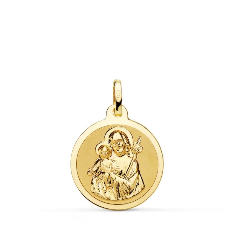 Medalla Oro Amarillo San Jose Brillo 18 Mm oro 18k