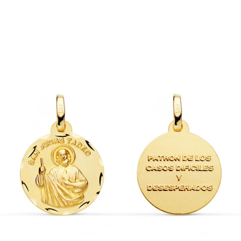 Medalla Oro Amarillo San Judas Tadeo 16 Mm oro 18k