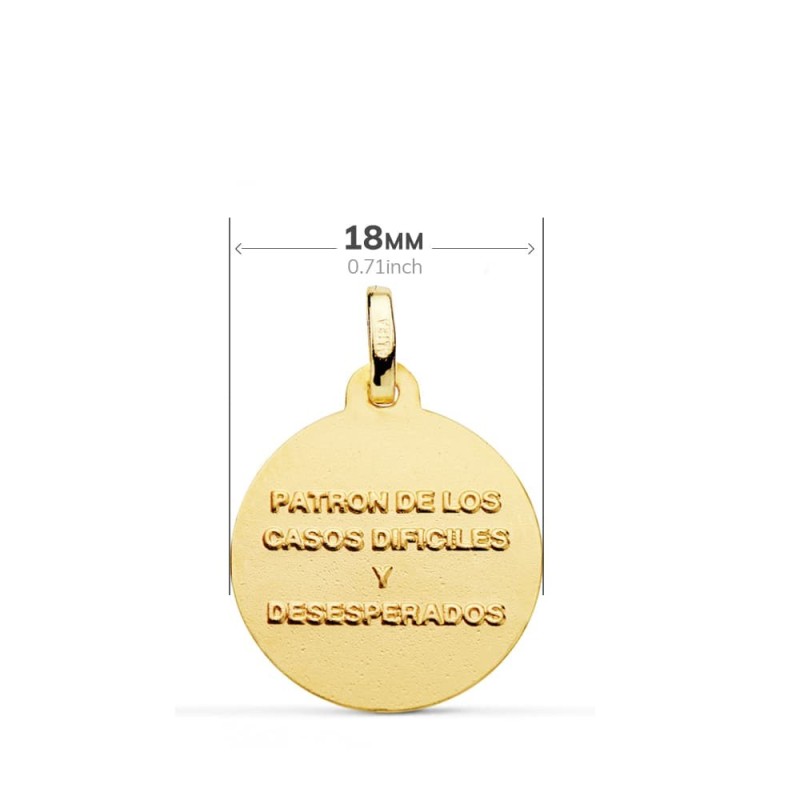 Medalla Oro Amarillo San Judas Tadeo En Brillo 16 Mm oro 18k