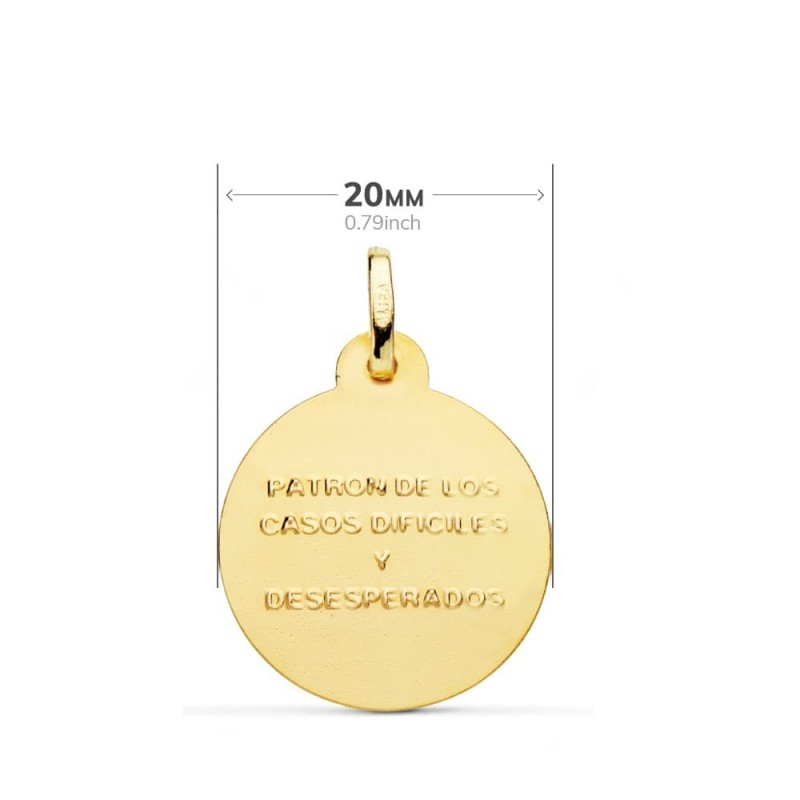 Medalla Oro Amarillo San Judas Tadeo Brillo 20 Mm oro 18k