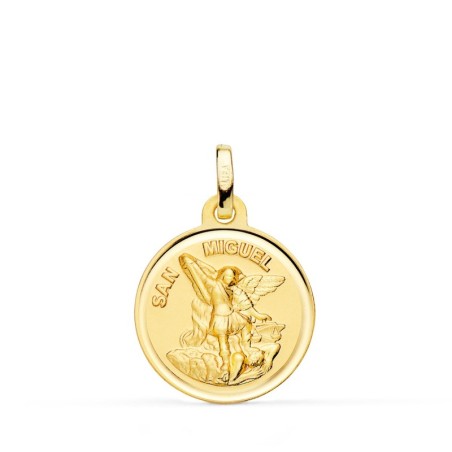 Medalla Oro Amarillo San Miguel Bisel 18 Mm oro 18k