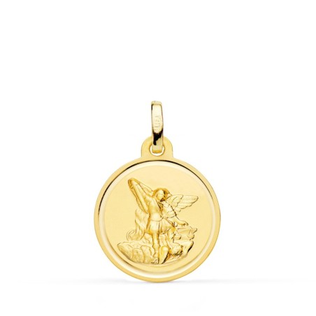 Medalla Oro Amarillo San Miguel Bisel 18 Mm oro 18k