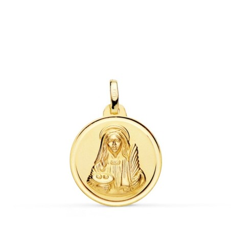 Medalla Oro Amarillo Santa Lucia Bisel 18 Mm oro 18k