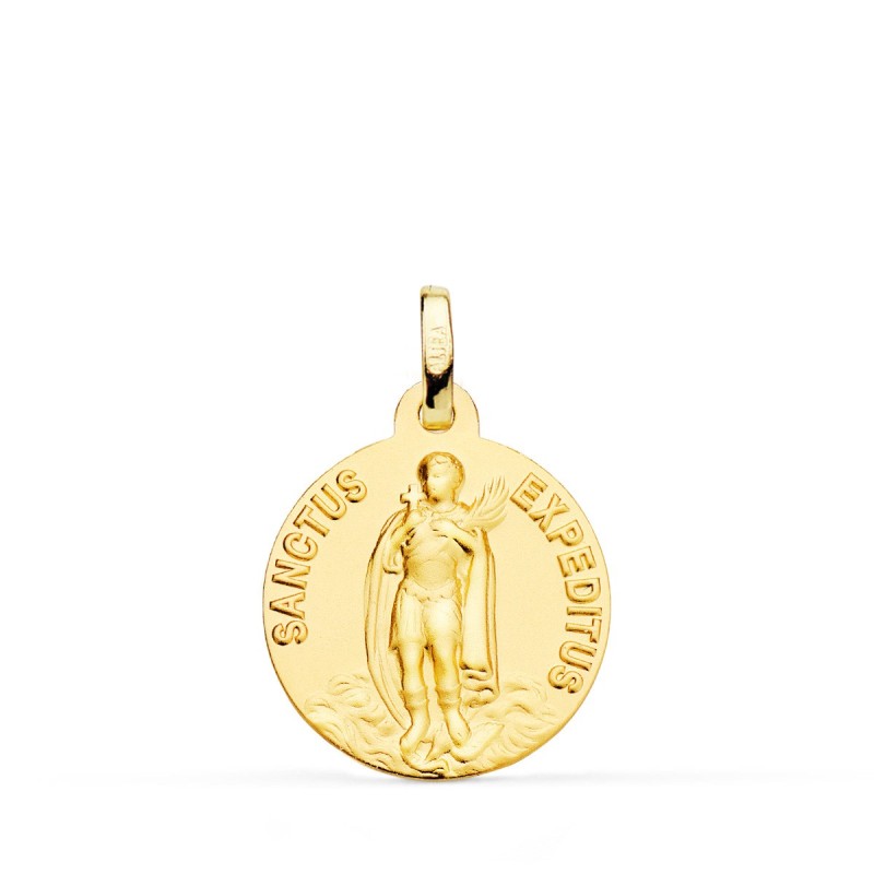 Medalla Oro Amarillo -Sanctus Expeditus- Lisa Matizada 18 Mm oro 18k