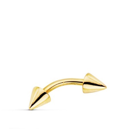 Piercing Ceja Oro Amarillo Dos Pinchos. 13X3 Mm oro 18k