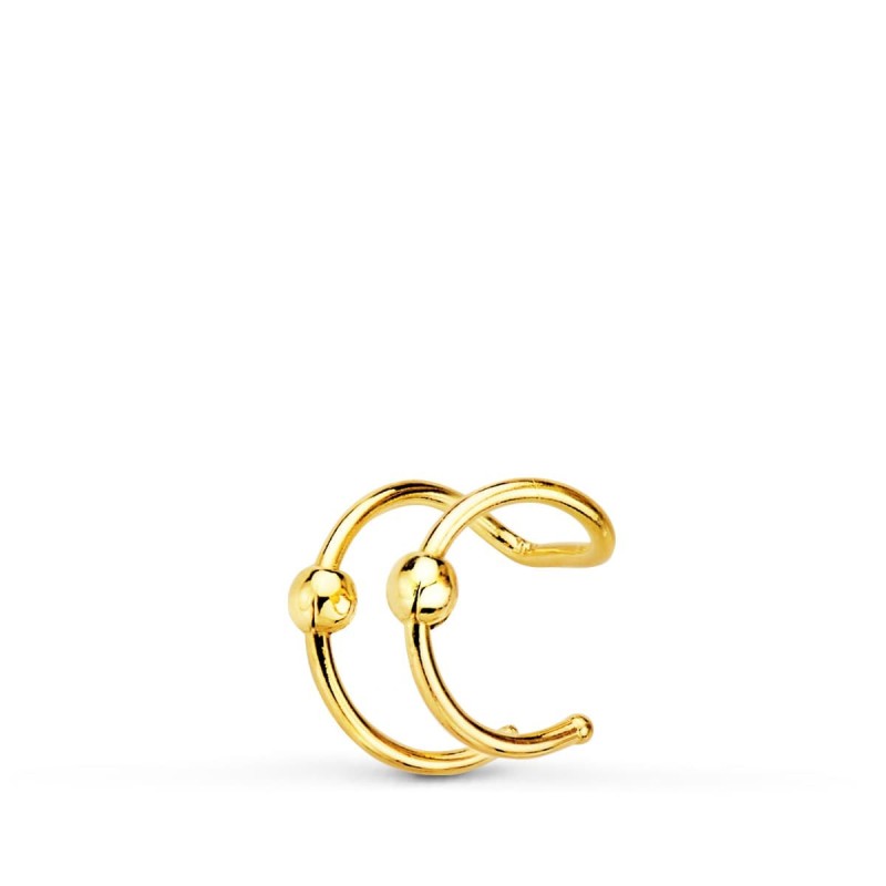 Pendientes Ear Cuff Cartilago Oreja Oro Amarillo Bolitas. 8 Mm oro 18k