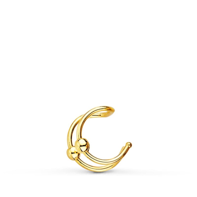 Pendientes Ear Cuff Cartilago Oreja Oro Amarillo Bolitas. 8 Mm oro 18k