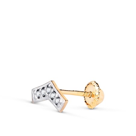 Piercing Oro Bicolor Punta Flecha Con Circonitas. Medida: 7X4 Mm. Cierre Tuerca oro 18k