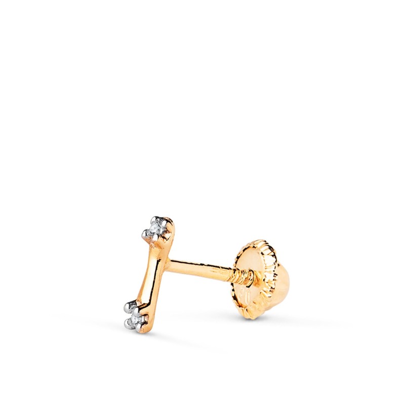 Piercing Oro Bicolor Barra Con Circonitas. Medida: 6X2 Mm. Cierre Tuerca oro 18k