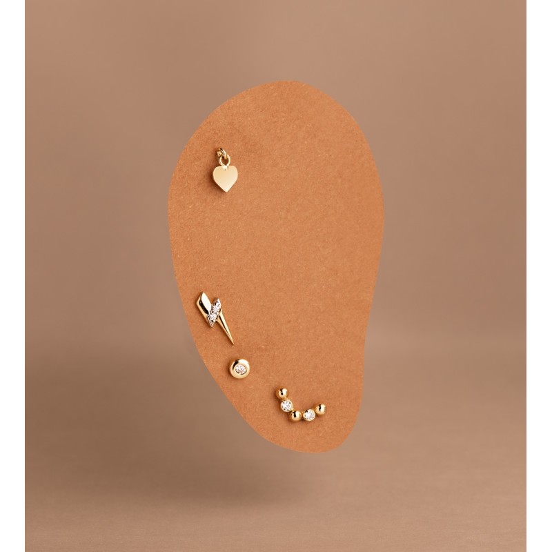 Piercing De Oreja Oro Amarillo Con Colgante Corazon. Medida: 4,5 X 5 Mm. Cierre Bola 4 Mm oro 18k