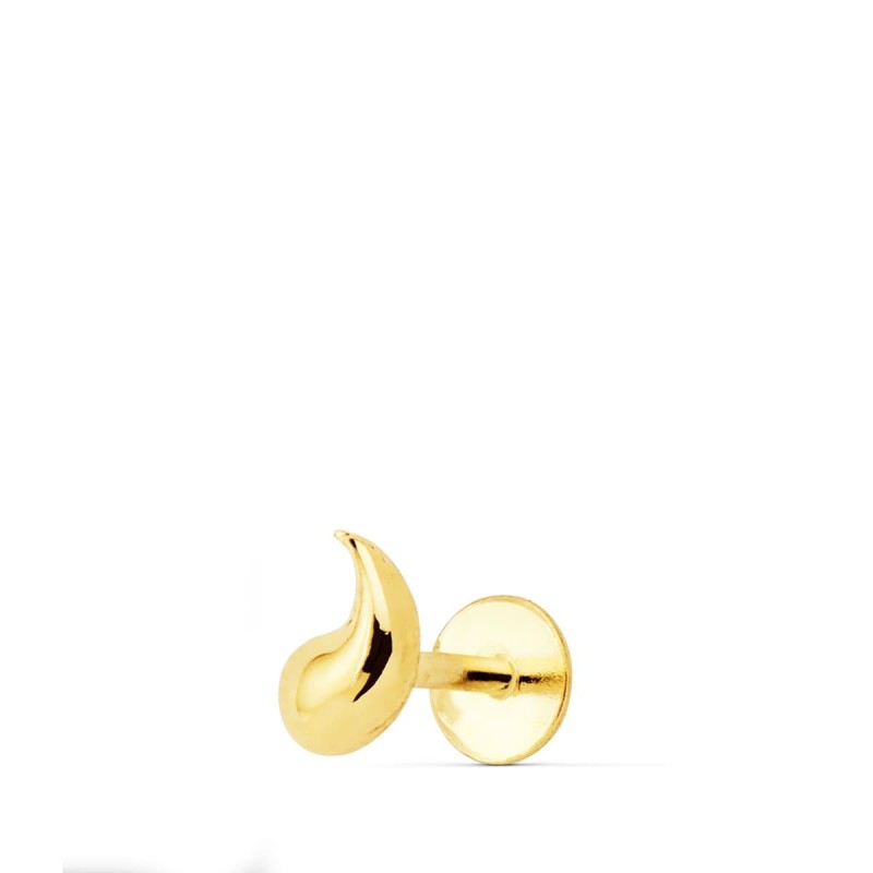 Piercing Oro Amarillo Labio Forma De Coma 6X4 Mm Cierre Tueerca oro 18k
