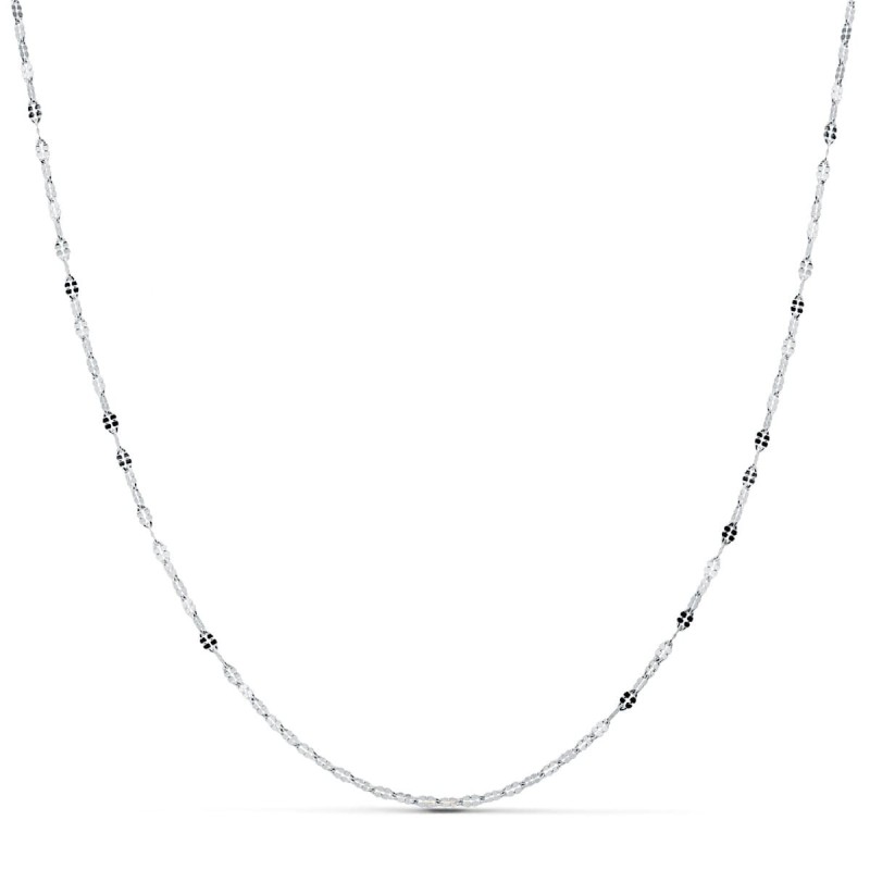 Cadena Maciza Oro Blanco Eslabones Planos Tallados 1.5 Mm 40Cm oro 18k