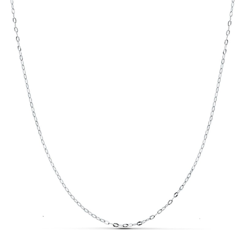 Cadena Maciza Oro Blanco Eslabones Tallados 1 Mm 45Cm oro 18k