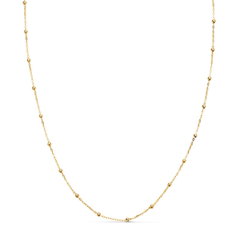 Cadena Oro Amarillo Forzada Con Bolas De 1,3 Mm. Ancho: 0,5 Mm Largo: 45Cm oro 18k