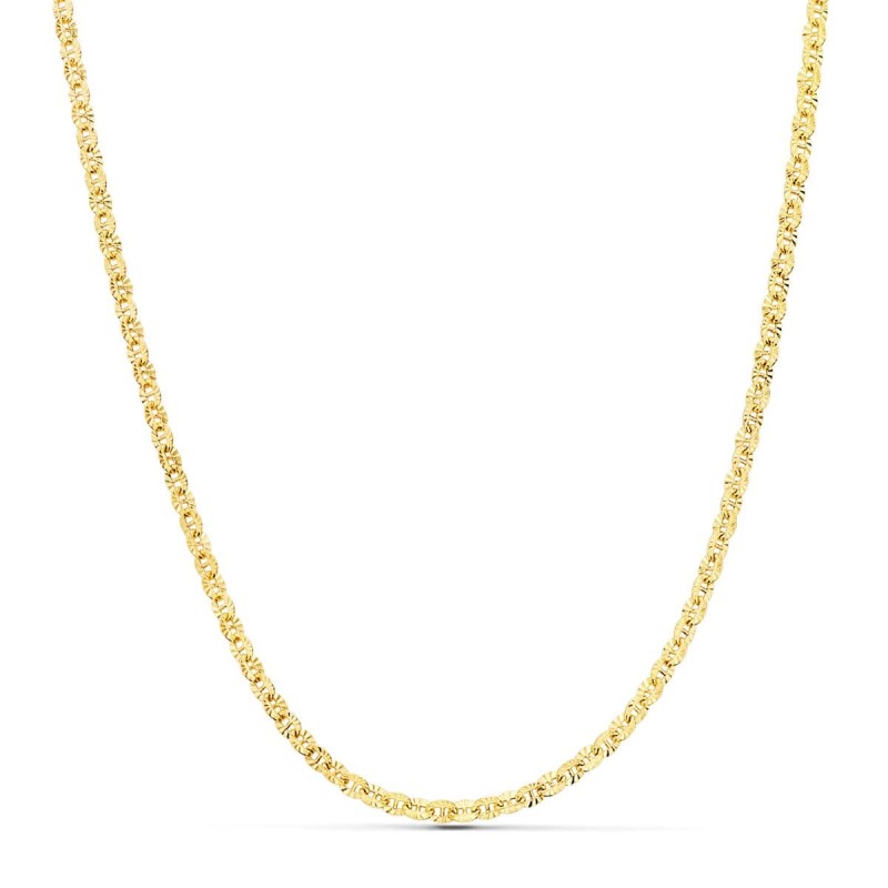 Cadena Oro Amarillo Forzada Hueca Eslabon Tallado Largo 45Cm Ancho 2 Mm oro 18k