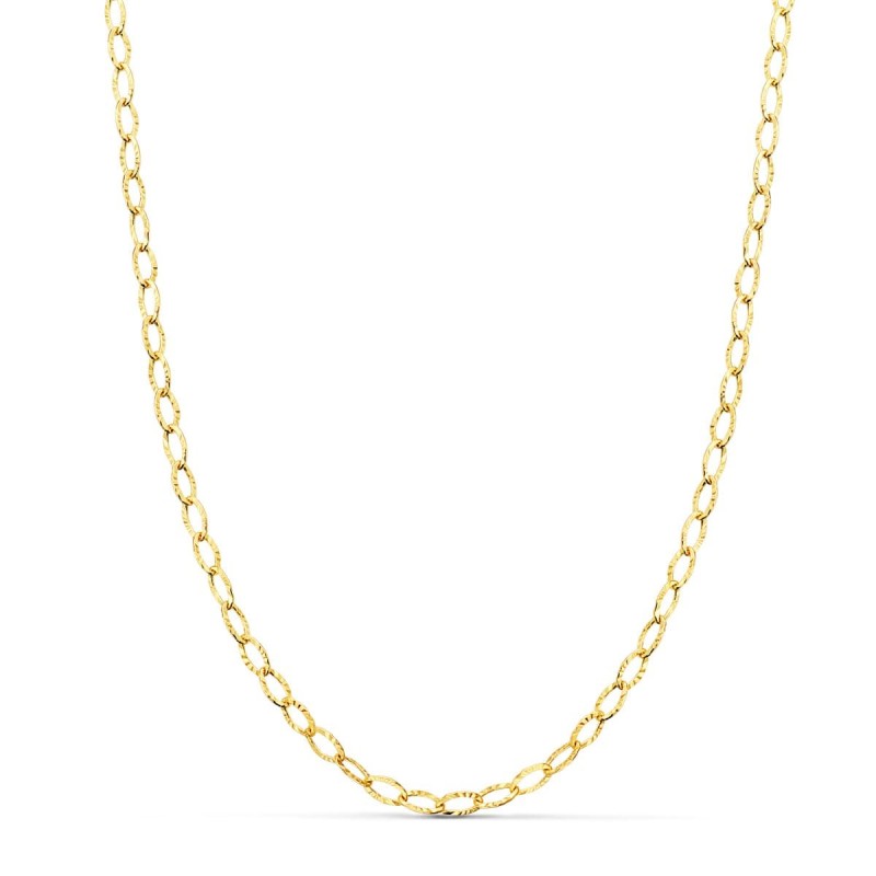 Cadena Oro Amarillo Forzada Tallada Hueca Largo 45Cm Ancho 2.5 Mm oro 18k