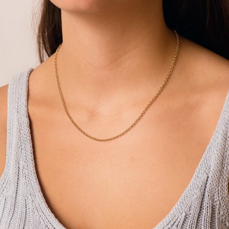 Cadena Oro Amarillo Rolo Hueca Ligera Ancho: 2.5Mm Largo: 45Cm Cierre Reasa oro 18k