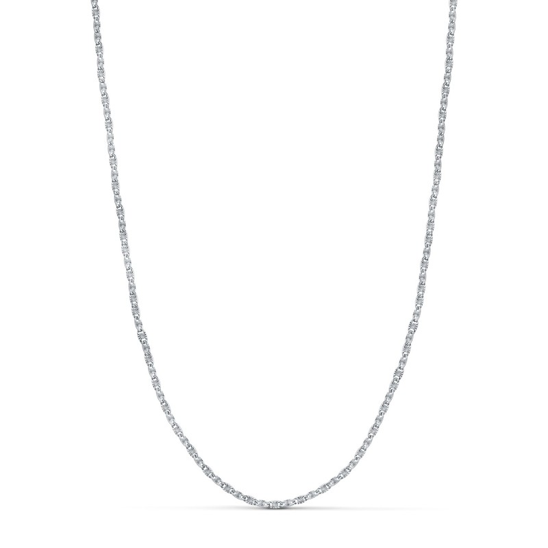 Cadena Oro Blanco Forzada Maciza Tallada. Ancho: 1,8 Mm. Largo: 45 Cm oro 18k