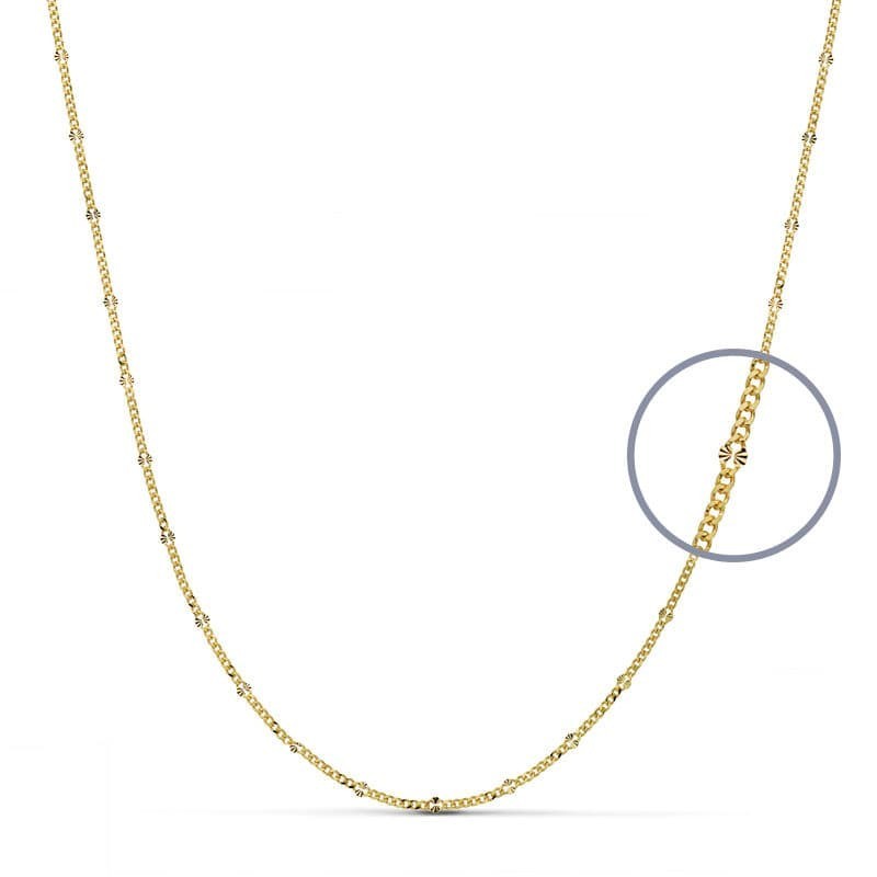 Cadena Oro Amarillo Maciza Diamantada 50Cm 1.5 Mm oro 18k