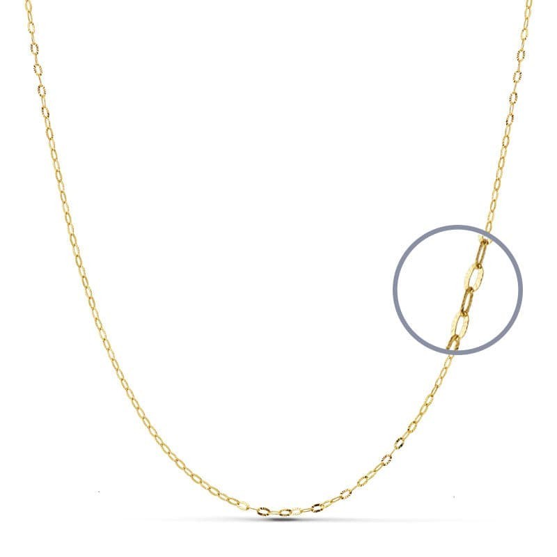 Cadena Oro Amarillo Eslabones Ovales Tallados. Ancho: 1Mm Largo: 50Cm oro 18k