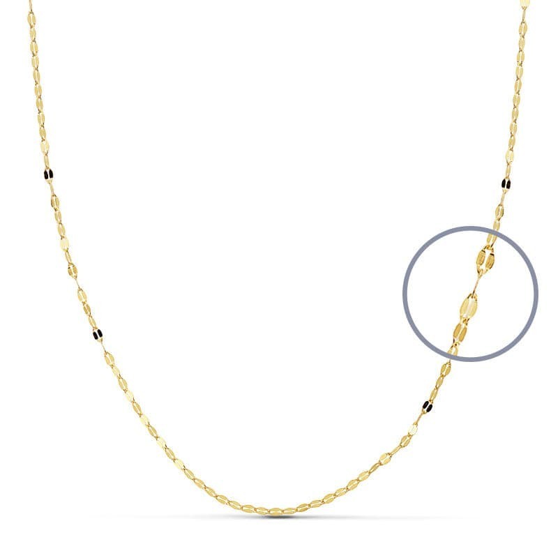 Cadena Oro Amarillo Maciza Diamantada 50Cm 1 Mm oro 18k