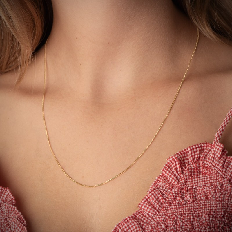 Cadena Oro Amarillo Maciza Barbada 50Cm 1 Mm oro 18k