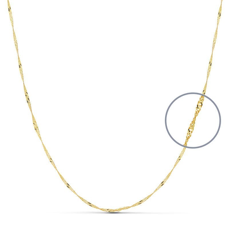 Cadena Oro Amarillo Maciza Singapur 50Cm 1.2 Mm oro 18k