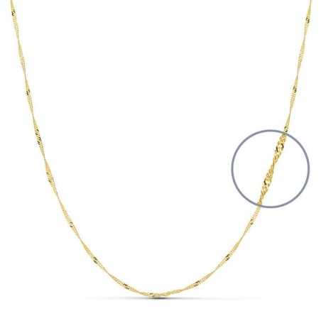 Cadena Oro Amarillo Maciza Singapur 50Cm 1.2 Mm oro 18k