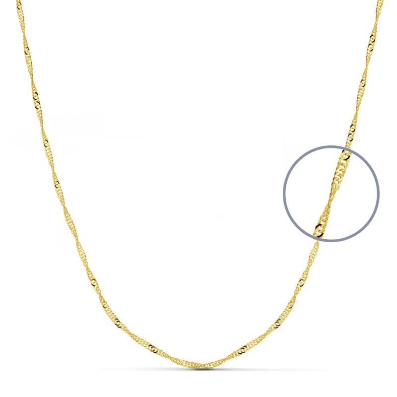 Cadena Oro Amarillo Maciza Singapur 50Cm 1.5 Mm oro 18k