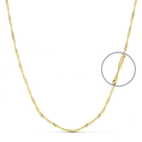 Cadena Oro Amarillo Maciza Singapur 50Cm 1.5 Mm oro 18k