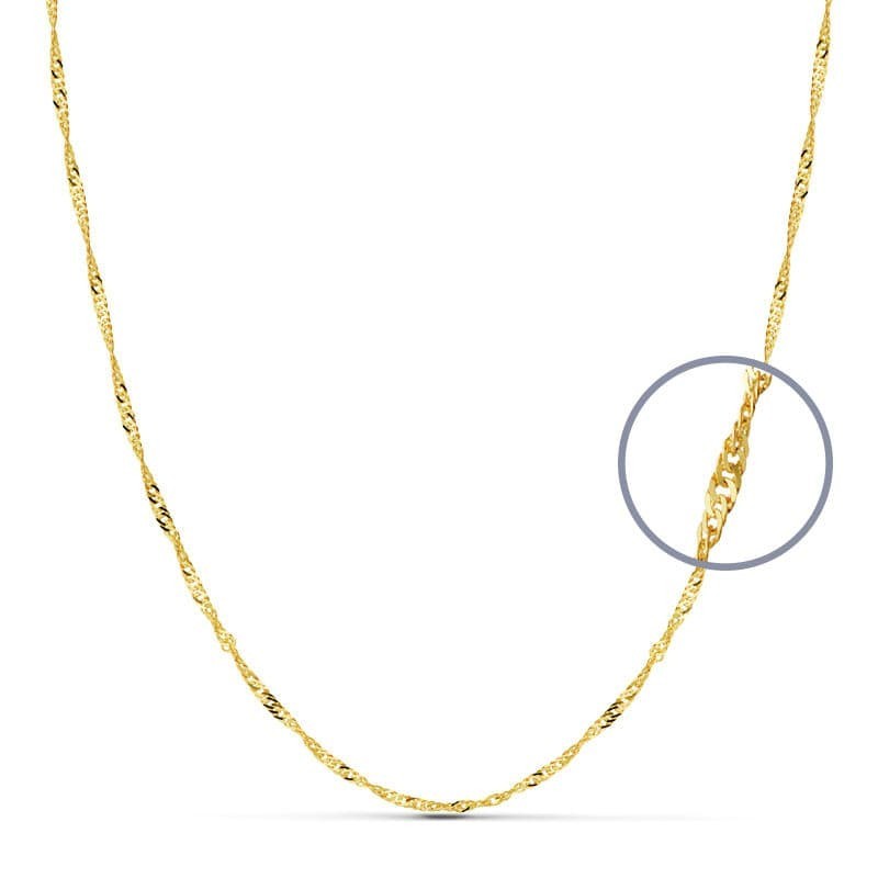 Cadena Oro Amarillo Maciza Singapur 50Cm 1.8 Mm oro 18k