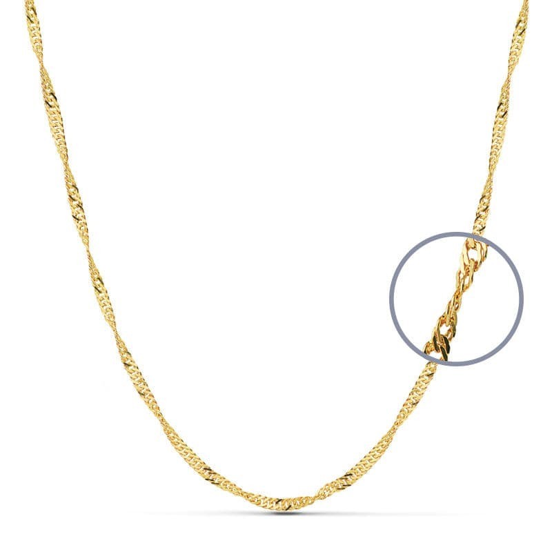 Cadena Oro Amarillo Maciza Singapur 50Cm 2.5Mm oro 18k