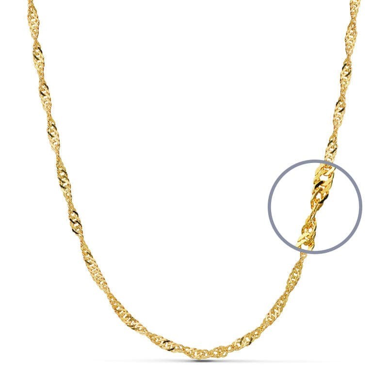 Cadena Oro Amarillo Maciza Singapur 50Cm 2.7 Mm oro 18k