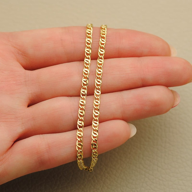 Cadena Oro Amarillo Ancla Hueca Largo 50Cm Ancho 3 Mm oro 18k