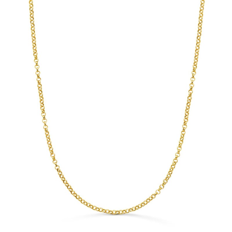 Cadena Oro Amarillo Rolo Hueca Ancho: 2Mm Largo: 50Cm Cierre Reasa oro 18k