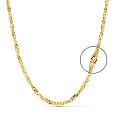 Cadena Oro Amarillo Maciza Singapur 60Cm 3 Mm oro 18k