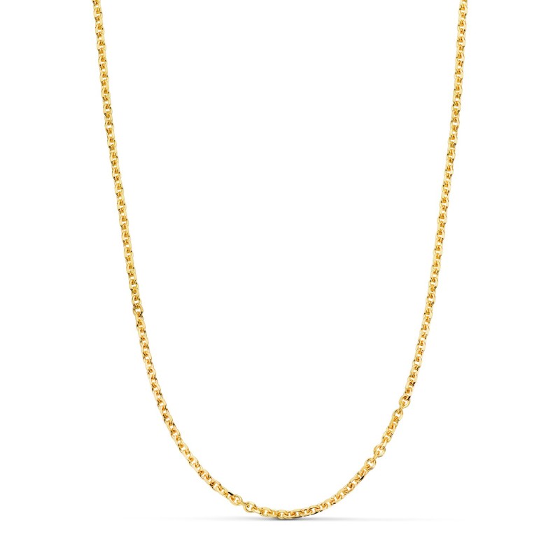 Cadena Oro Amarillo Maciza Forzada Eslabon Tallado. Ancho: 2,3 Mm Largo: 60Cm oro 18k