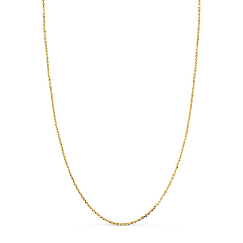Cadena Oro Amarillo Maciza Forzada Eslabon Tallado. Ancho: 1 Mm Largo: 60Cm oro 18k