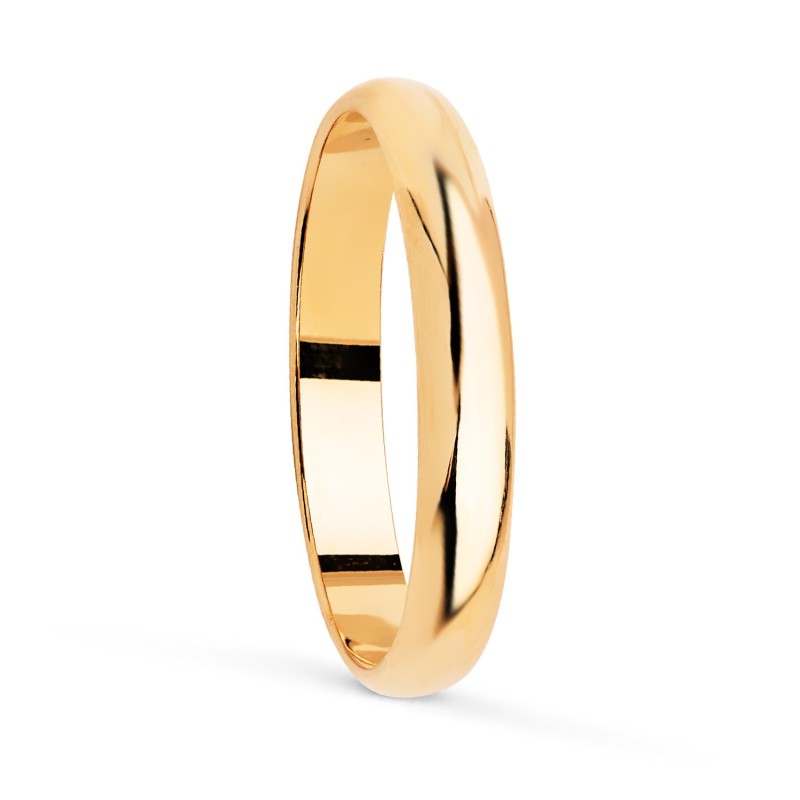 Alianza Oro Amarillo Lisa Brillo. Ancho: 3 mm oro 18k