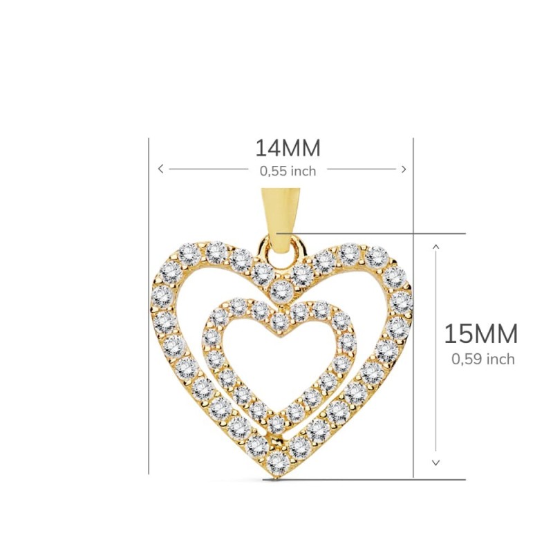 Colgante Oro Amarillo Corazones Circonita 15X14 Mm oro 18k