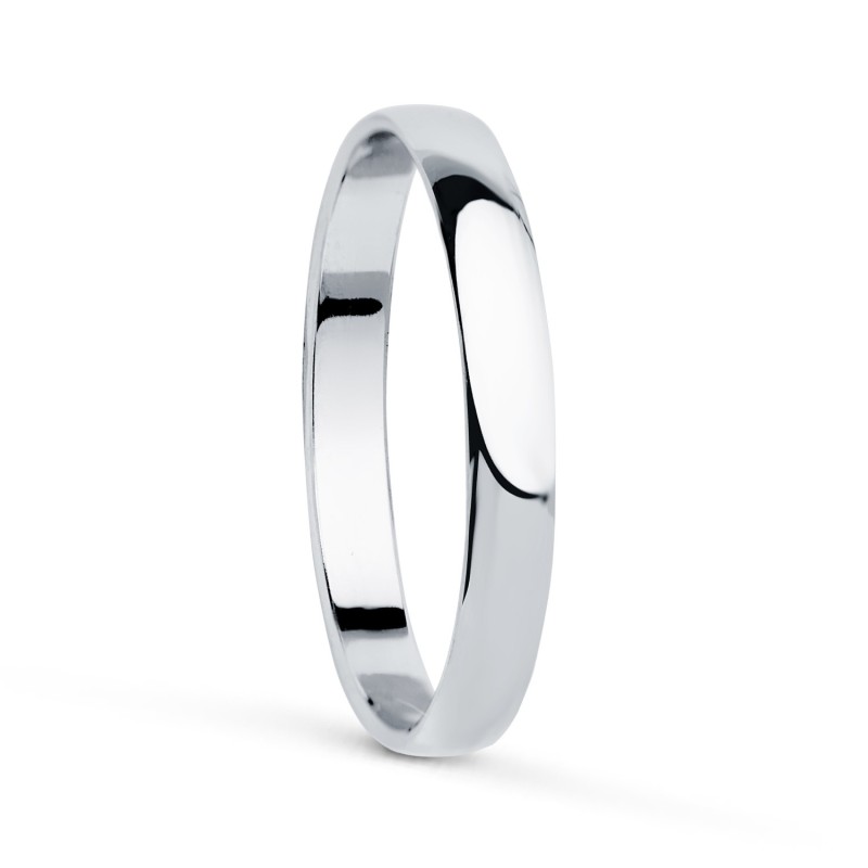 Alianza Oro Blanco Lisa Brillo. Ancho: 2,5 mm oro 18k