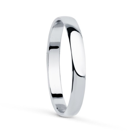 Alianza Oro Blanco Lisa Brillo. Ancho: 2,5 mm oro 18k