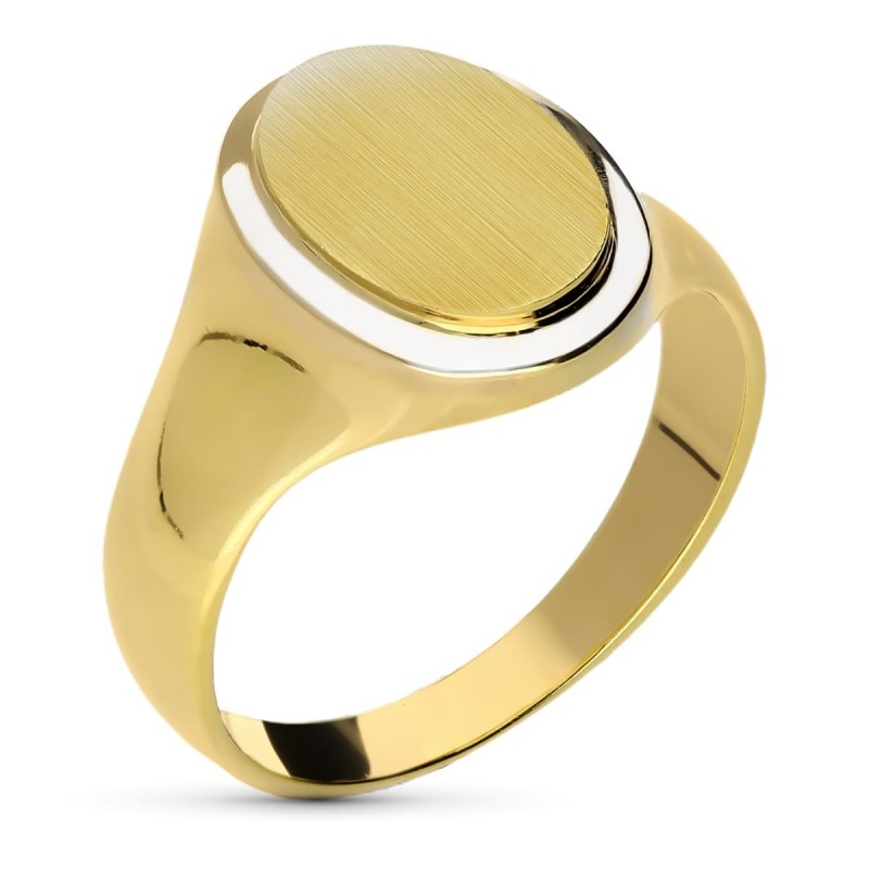 Sello Oro Bicolor Caballero Macizo Oval. Zona Grabado: 15,5 X 12mm oro 18k