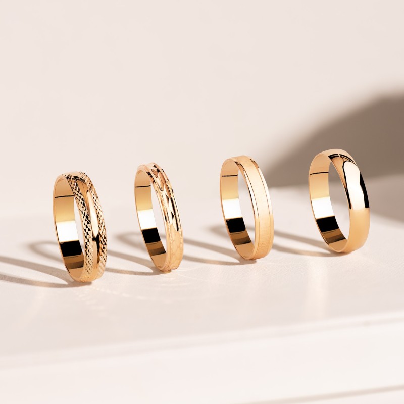 Alianza Oro Amarillo Lisa Brillo. Ancho: 4 mm oro 18k