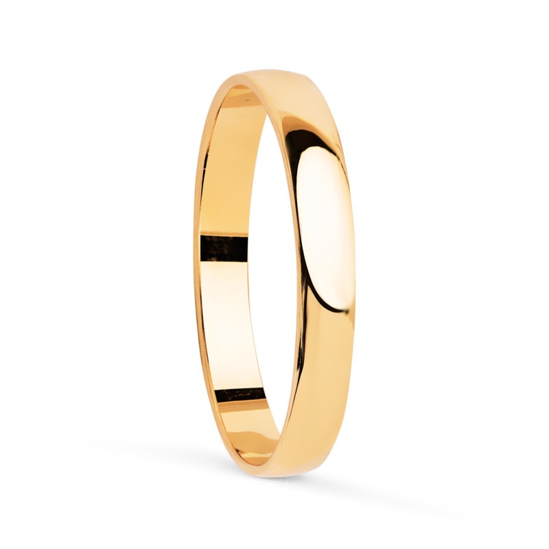 Alianza Oro Amarillo Lisa Brillo. Ancho: 2,5 mm oro 18k