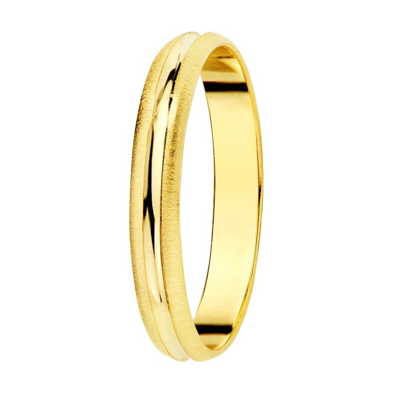 Alianza Oro Amarillo Mate Y Brillo. Ancho: 3 mm oro 18k