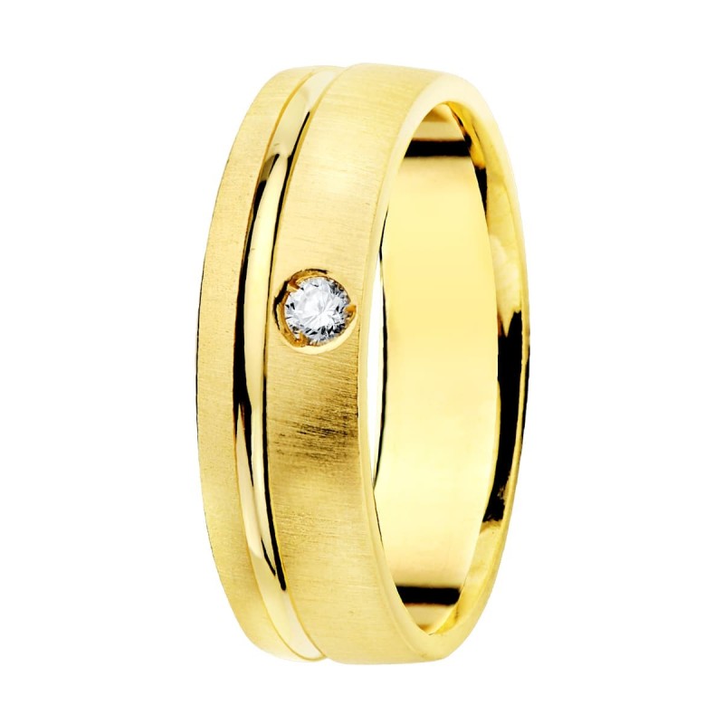 Alianza Oro Amarillo Matizada Y Filo Brillo Diamante 0.045 Qts. Ancho: 5,5mm oro 18k
