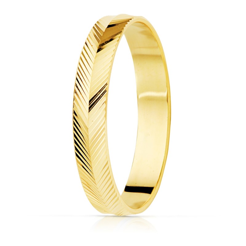 Alianza Oro Amarillo Tallado Espiga Brillo 3,5 mm oro 18k