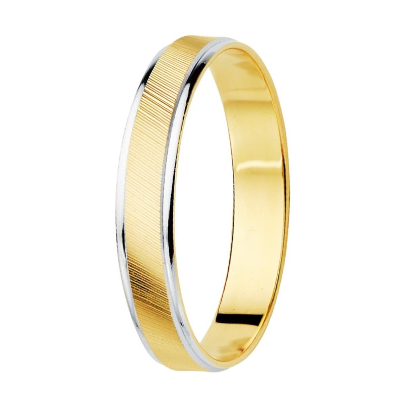 Alianza Oro Bicolor Estrias Y Bordes En Brillo Ancho: 3.5 mm oro 18k