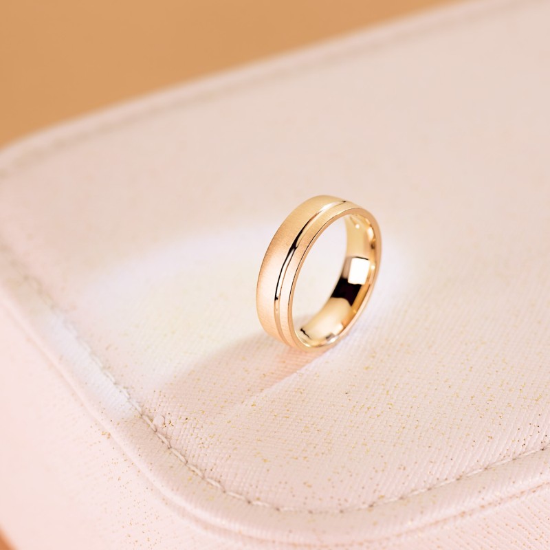 Alianza Oro Amarillo Mate Y Brillo 5,5 mm oro 18k